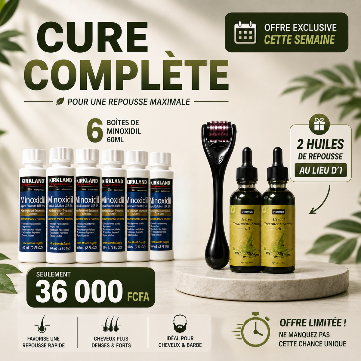 Cure Anti-Chute 6 Mois — 2 Huiles de Repousse Offertes Cette Semaine Seulement