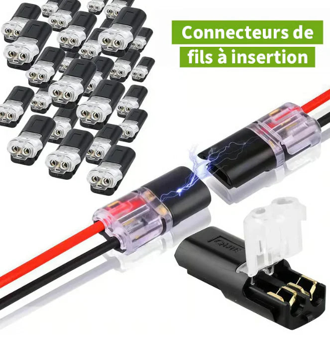 Connecteur câble 2 broches — sans soudure