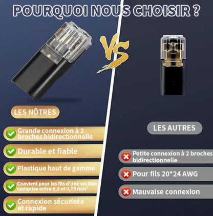 Connecteur câble 2 broches — sans soudure