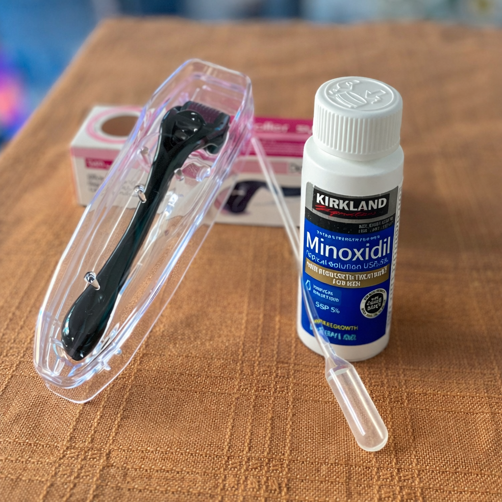 Sérum Minoxidil & Dermaroller – Repousse Capillaire Rapide et Naturelle.